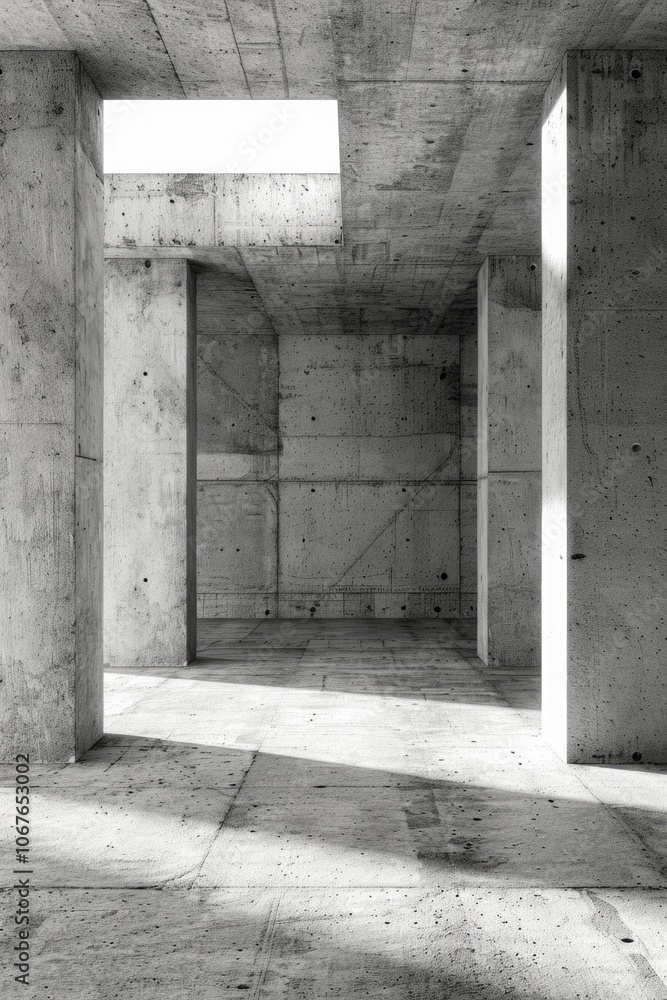 Obraz premium Modern, minimalist, and urban design of a building interior.