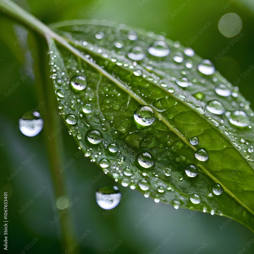 Water Droplets on Green Leaf Water Droplets on Green Leaf