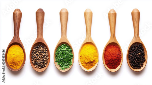 Spices, dried, various colors, cooking ingredients