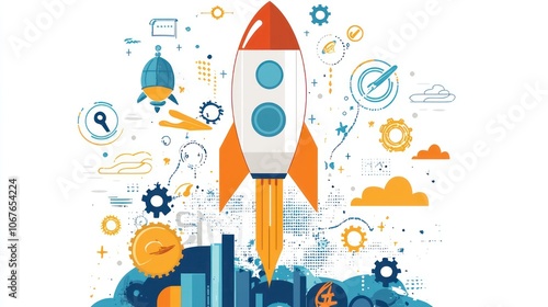 Startup success visual with creative elements
