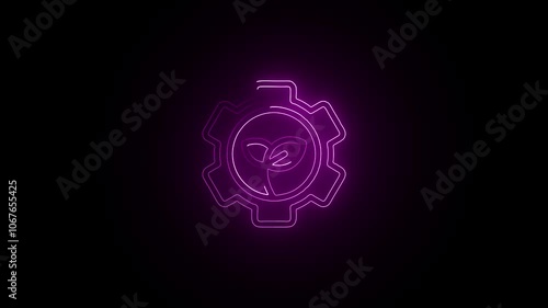 Glowing neon Green Technology icon isolated on black background. HD Video motion graphic animation