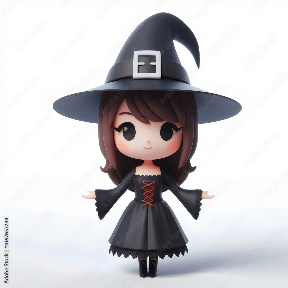 3d cute witch on white background 3d cute witch on white background
