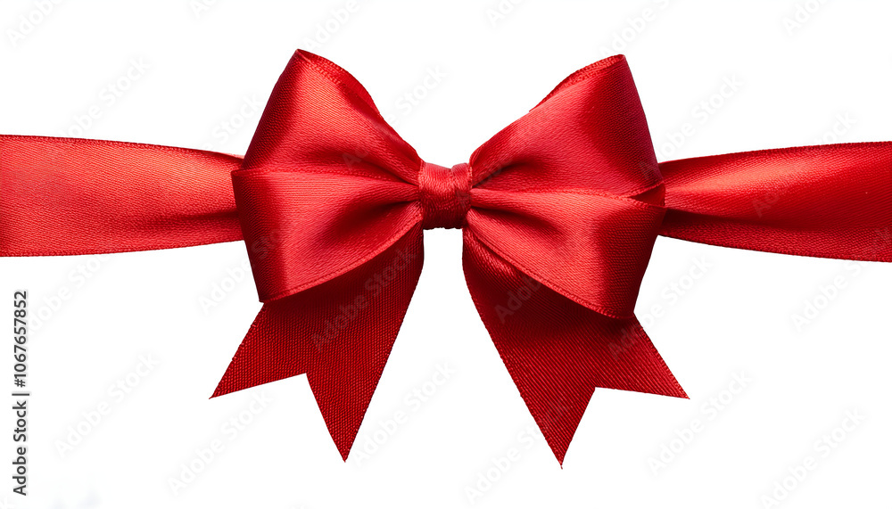 A vibrant red ribbon bow elegantly tied against a pristine white background, symbolizing gift-giving, celebration, and festivity. Perfect for birthdays, weddings, or Christmas-themed projects A vibrant red ribbon bow elegantly tied against a pristine white background, symbolizing gift-giving, celebration, and festivity. Perfect for birthdays, weddings, or Christmas-themed projects