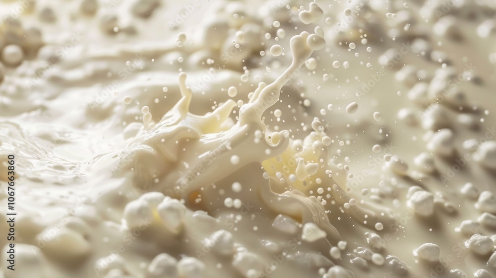 Macro Shot of Creamy Liquid Splashing with Rich Texture Macro Shot of Creamy Liquid Splashing with Rich Texture