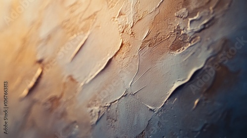 A close-up of a textured wall with warm and cool tones.