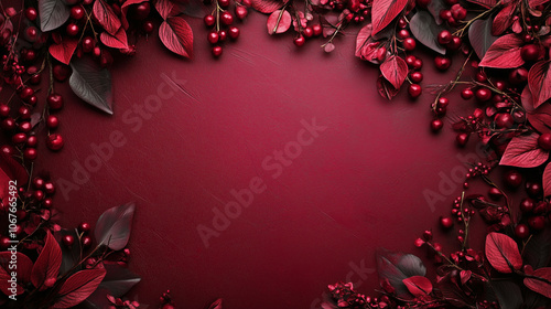 frame of red leaves