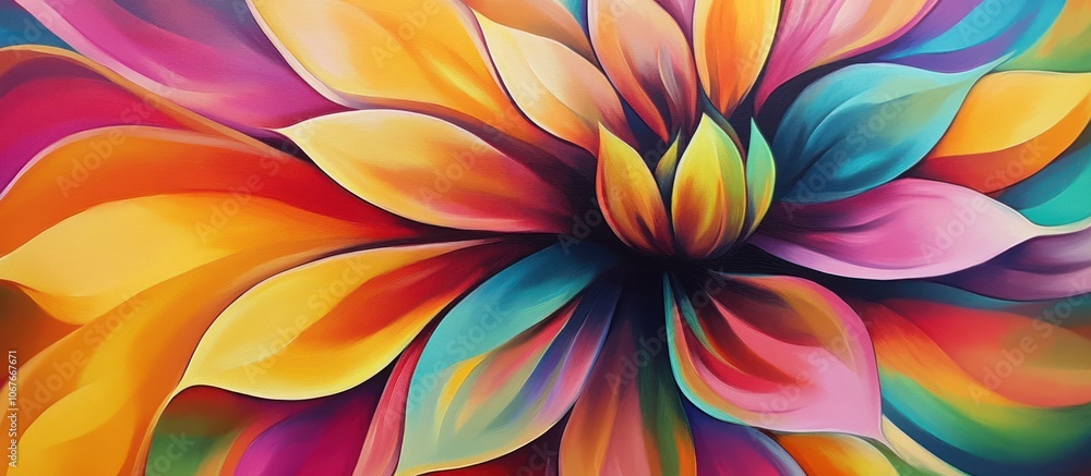 Close-up of a colorful abstract flower with vivid hues and a soft, painterly texture. Close-up of a colorful abstract flower with vivid hues and a soft, painterly texture.