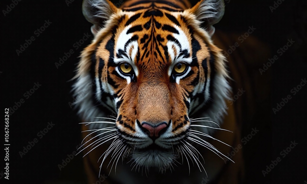 Close up tiger face intense golden eyes sharp Close up tiger face intense golden eyes sharp