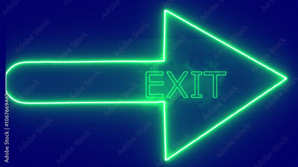 Neon exit sign animation. 4K video animation on color background. Neon exit sign animation. 4K video animation on color background.