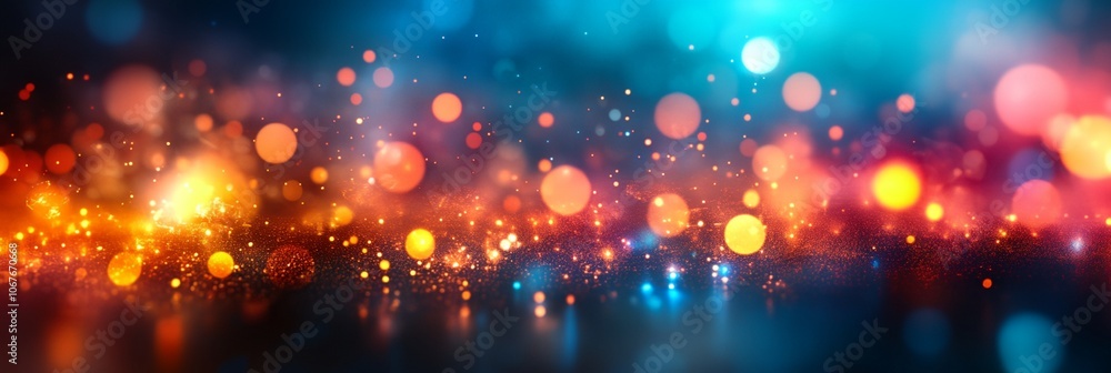 A colorful, blurry background with many small, glowing dots A colorful, blurry background with many small, glowing dots