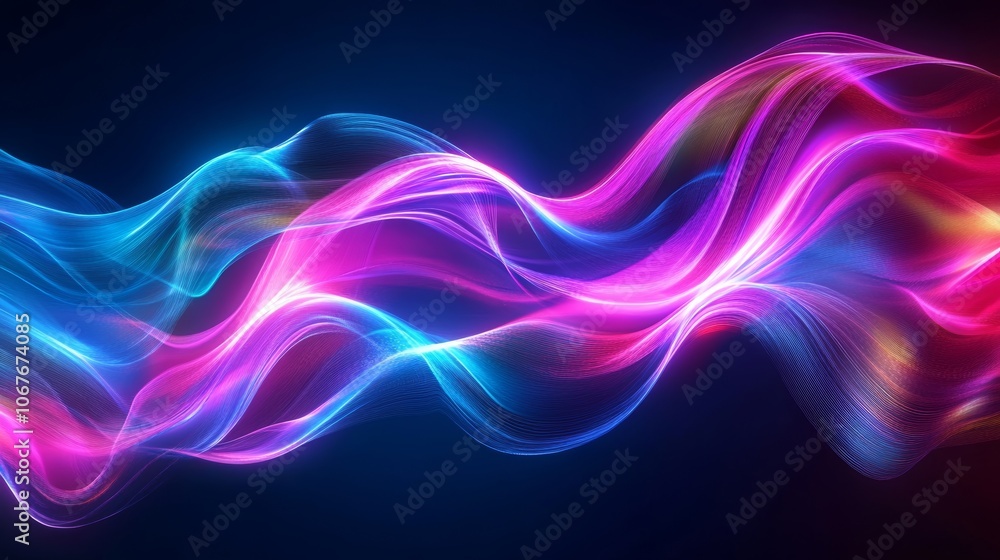 Vibrant abstract waves in pink, blue, and gold gracefully intertwine against a dark background, creating a sense of fluid motion and elegance in the artwork. Vibrant abstract waves in pink, blue, and gold gracefully intertwine against a dark background, creating a sense of fluid motion and elegance in the artwork.