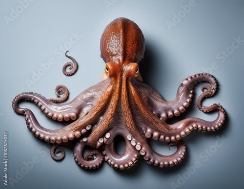 Octopus, a sea creature with open arms on a blue background