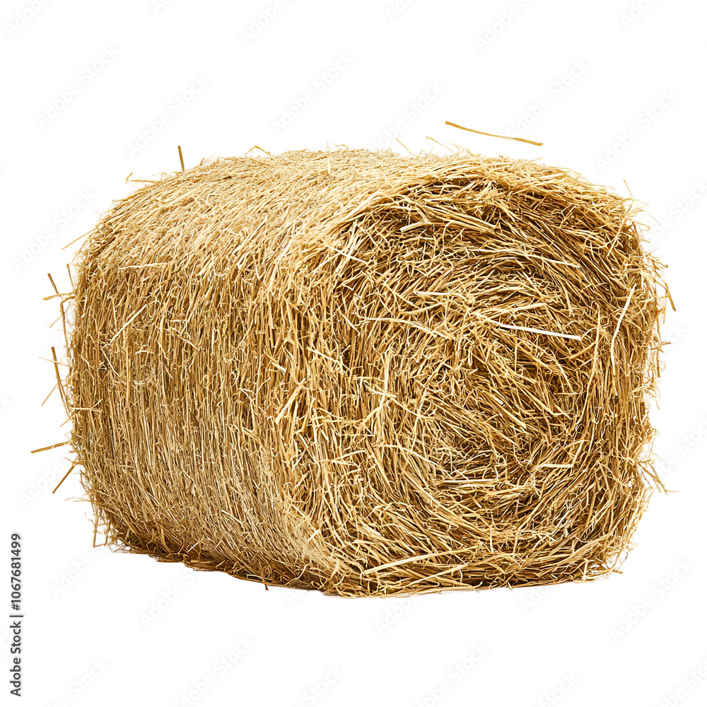 Dry hay bale isolated on transparent background Generative Ai. Dry hay bale isolated on transparent background Generative Ai.