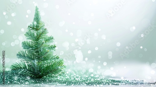 Elegant Glittering Christmas Tree Background with Soft Bokeh and Holiday Sparkles, festive season concept