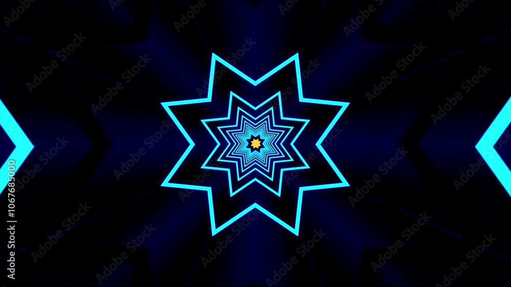 A vibrant, geometric star pattern radiating in blue and yellow hues against a dark background, creating a mesmerizing visual effect. A vibrant, geometric star pattern radiating in blue and yellow hues against a dark background, creating a mesmerizing visual effect.