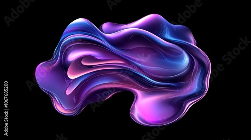 Abstract liquid holographic shape with colorful fluid design elements on a dark background vector 3D background