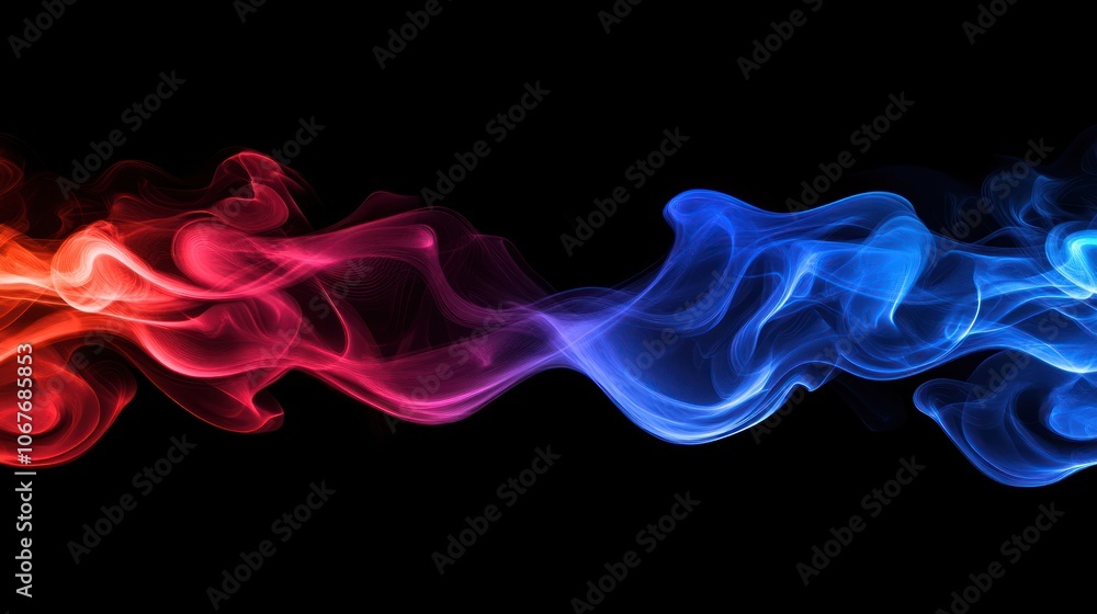 Abstract red, blue, and orange smoke on a black background. Abstract red, blue, and orange smoke on a black background.