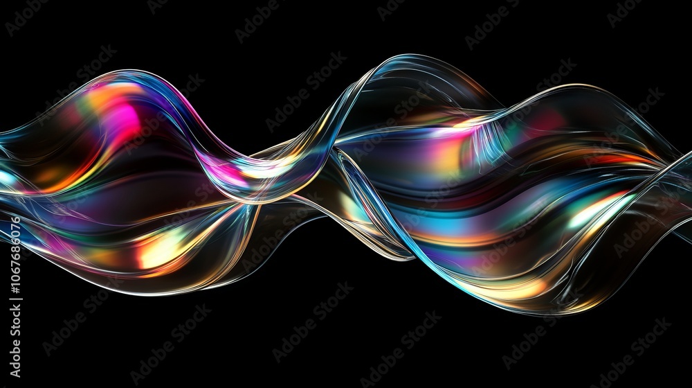 Holographic fluid wave in dynamic spectrum colors a flowing iridescent ribbon Holographic fluid wave in dynamic spectrum colors a flowing iridescent ribbon