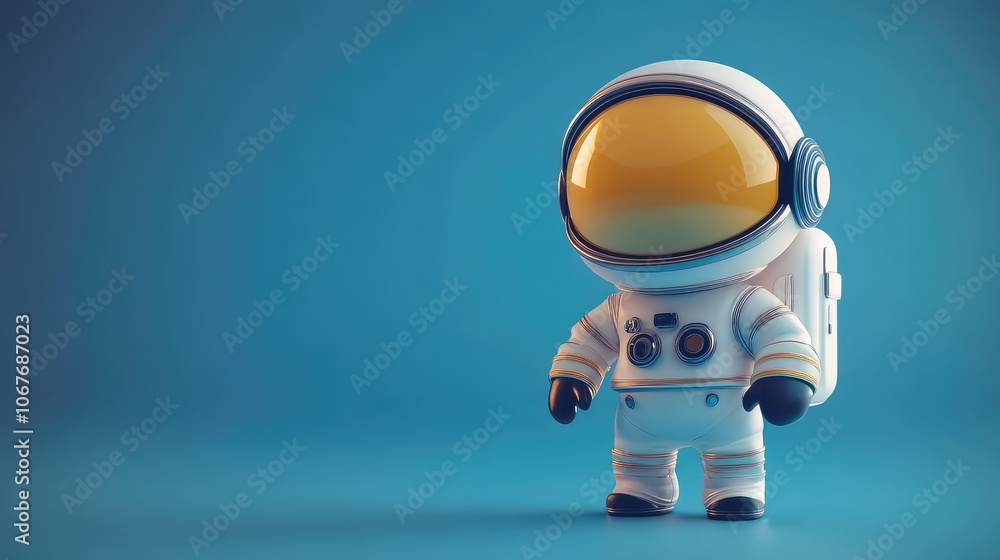 Adorable Cartoon Astronaut with Yellow Visor on Blue Background - Perfect for Fun and Creative Projects Adorable Cartoon Astronaut with Yellow Visor on Blue Background - Perfect for Fun and Creative Projects