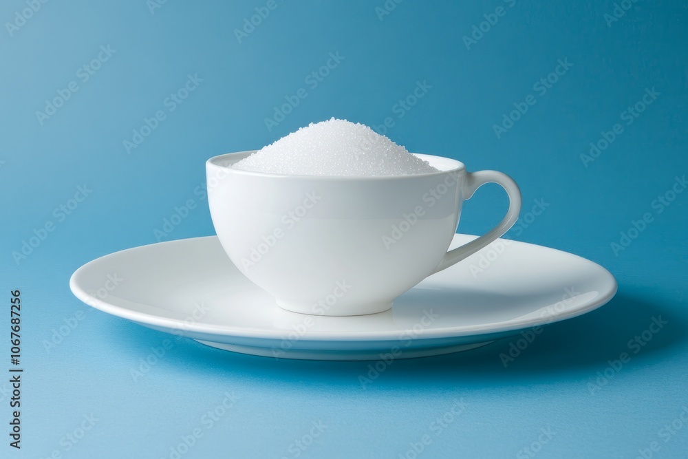 A large cup filled with sugar, visualizing the habit of sweetness and its impact on metabolism and weight. A large cup filled with sugar, visualizing the habit of sweetness and its impact on metabolism and weight.