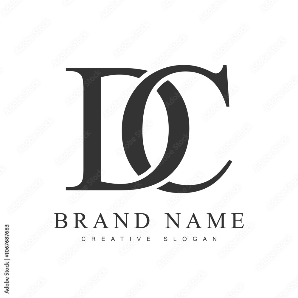 Fototapeta premium DC trendy logotype template. Initial letter d and c classic font style. Creative logo for company name or identity.