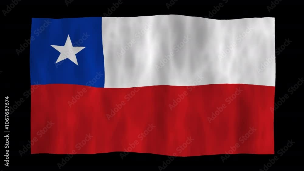 Looping animation of a waving 3D Chile flag with alpha channel Looping animation of a waving 3D Chile flag with alpha channel