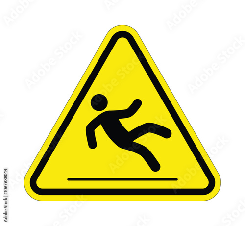 Wallpaper Mural classic slippery when wet warning danger person pedestrian sign in yellow triangle symbol vector isolated on transparent background Torontodigital.ca