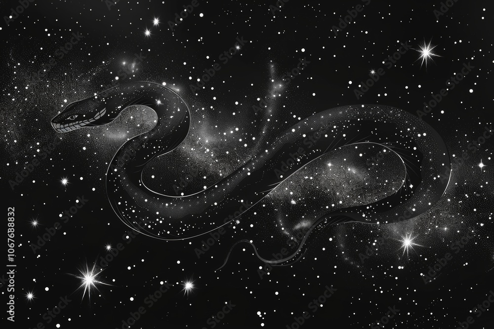 Celestial serpent in starry night Celestial serpent in starry night
