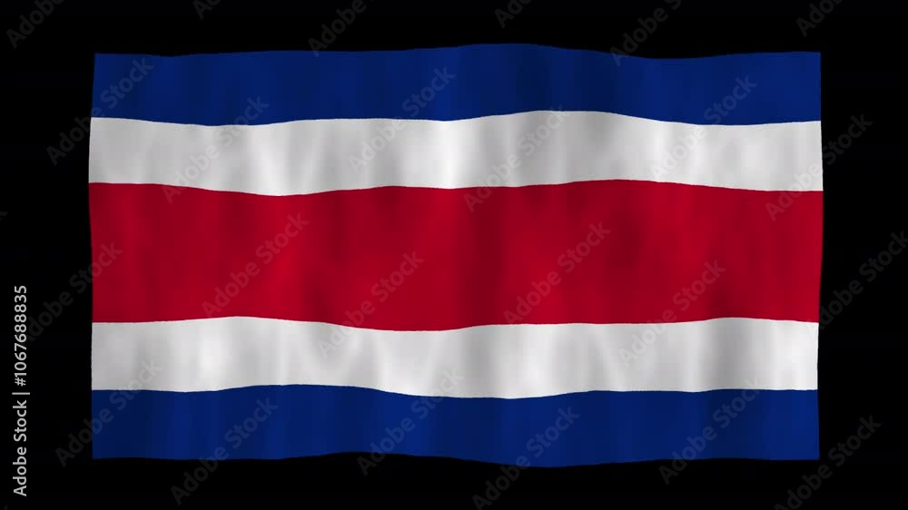 Looping animation of a waving 3D Costa Rica flag with alpha channel Looping animation of a waving 3D Costa Rica flag with alpha channel