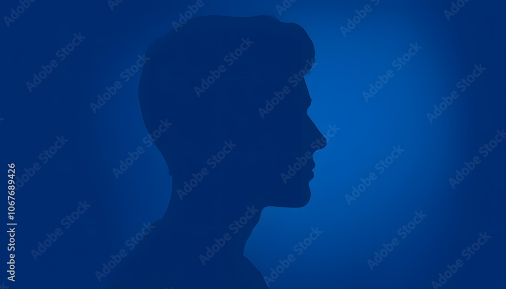 Blue Monotone Head Silhouette with Mottled Texture isolated with white highlights, png Blue Monotone Head Silhouette with Mottled Texture isolated with white highlights, png