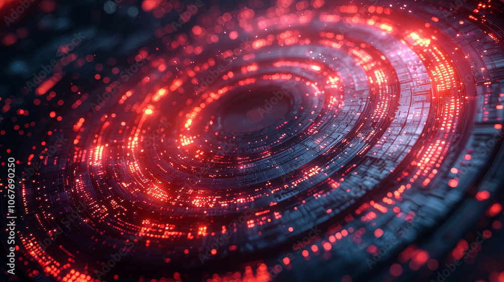Obraz premium A vibrant, abstract digital design featuring swirling red and blue patterns, evoking a sense of depth and motion.