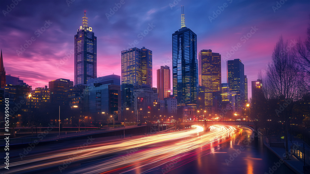 Fototapeta premium 夕暮れ時のメトロポリタン