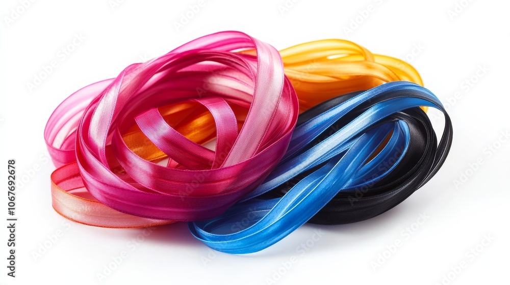 Colorful Satin Ribbons Isolated on White Background. Colorful Satin Ribbons Isolated on White Background.