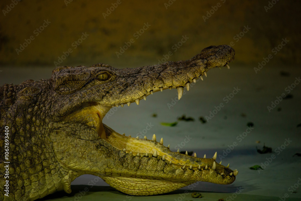 Obraz premium Profile of a Cuban crocodile. The Cuban crocodile has the smallest