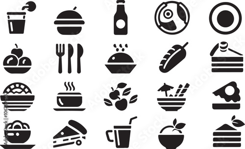  Food icon set silhouette in vactor illustration
