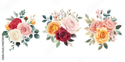 Elegant Watercolor Rose Bouquet