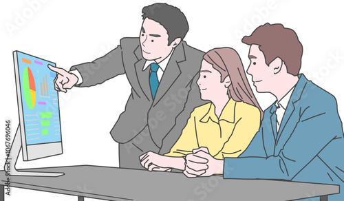 顧客にデータを説明するビジネスマン