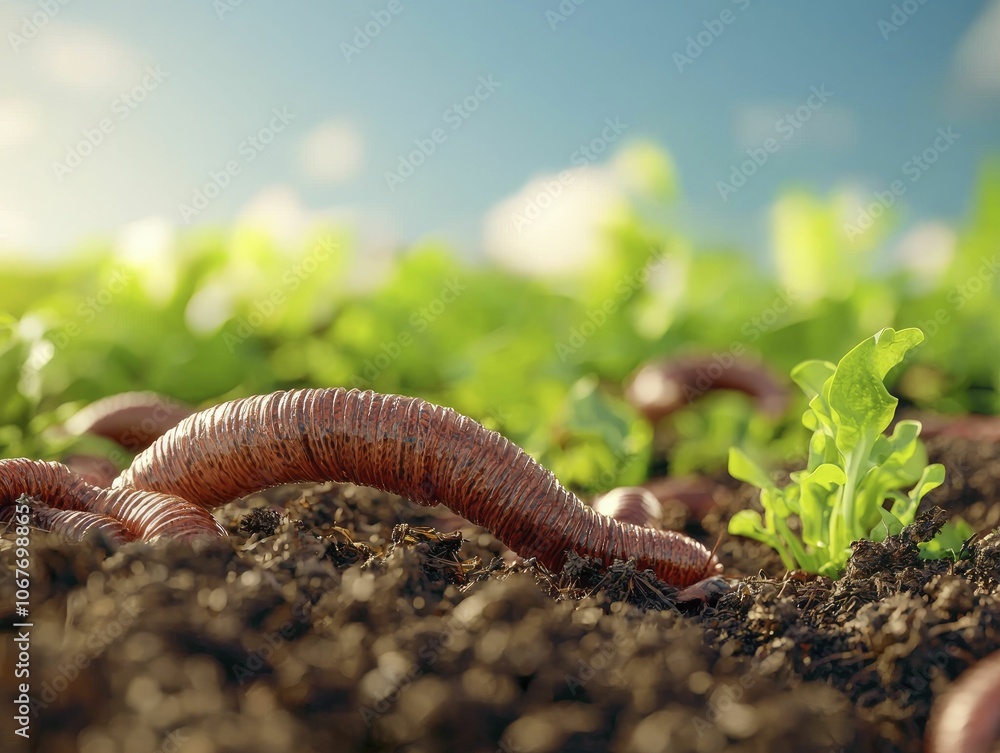 Composting space, organic waste and worms, nutrient recovery, vibrant 3D visualization. Composting space, organic waste and worms, nutrient recovery, vibrant 3D visualization.