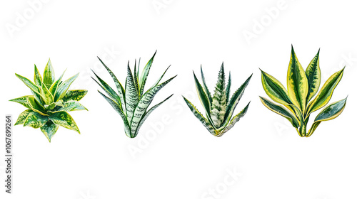 Collection of Modern Indoor Plants on a Transparent Background Generative AI