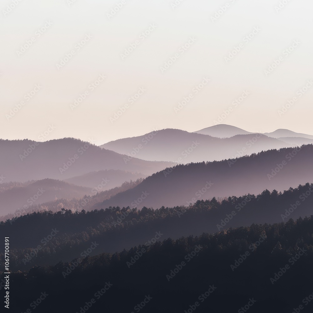 Obraz premium Misty Mountain Range Silhouette