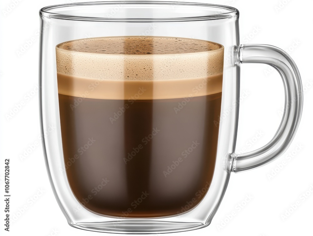 photo of a Cup of black coffee in transparent cup on white background, ultra detailed photo of a Cup of black coffee in transparent cup on white background, ultra detailed