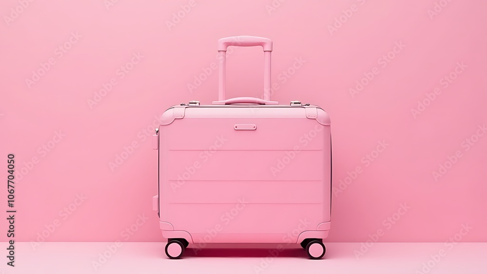 Pink suitcase on a pink background Pink suitcase on a pink background