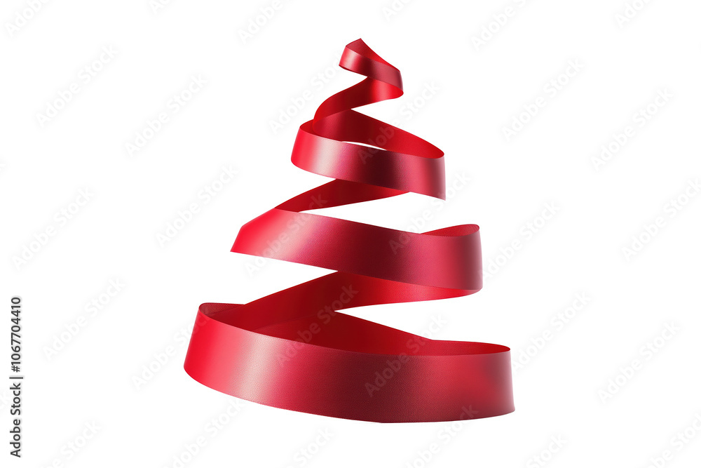 A decorative ribbon spirals elegantly to form a festive Christmas tree shape A decorative ribbon spirals elegantly to form a festive Christmas tree shape