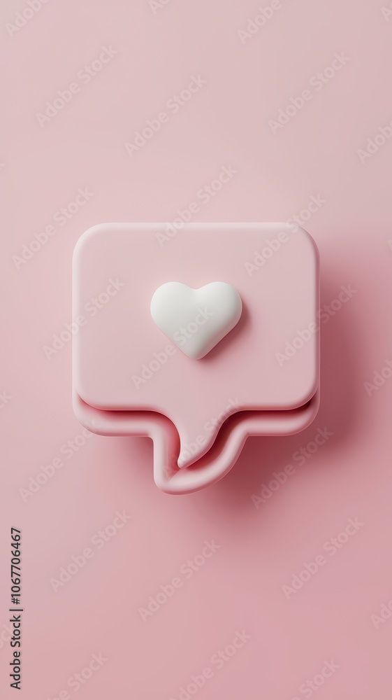 Pink heart is on top of a pink speech bubble Pink heart is on top of a pink speech bubble