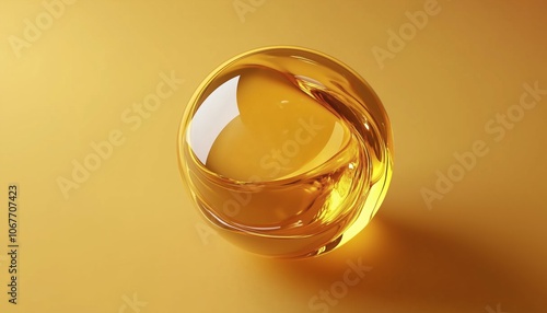 3d Rendering Of A Shimmering Gold Liquid Oil Bubble With Remarkably Realistic Details. Immersive Visual Experience Captured In 3d. photo