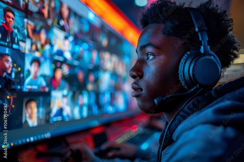 Fototapeta premium Desktop Computer Online Virtual Video Conference Training