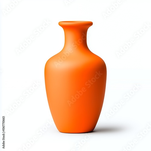 Orange ceramic vase isolated on white background. (1)