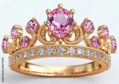 PNG Elegant pink gemstone crown