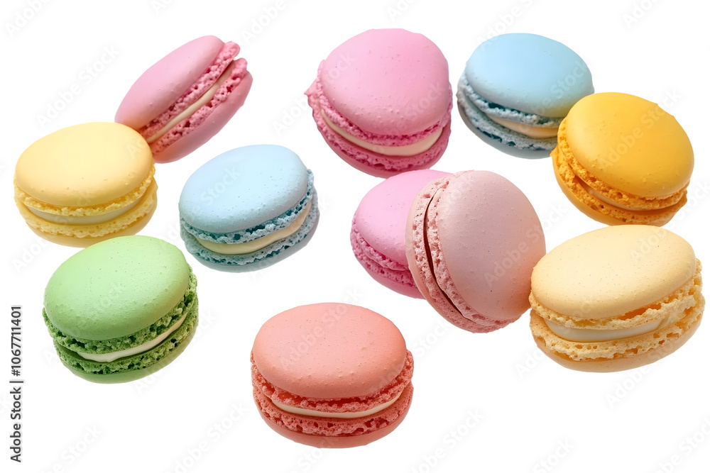 Colorful macarons on white background Colorful macarons on white background