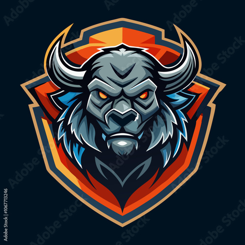 Dynamic buffalo esports logo featuring a fierce buffalo head against an intense background, representing power and competitiveness in gaming